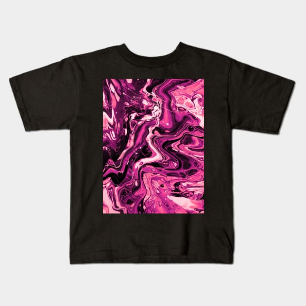 Going Nuclear - Abstract Acrylic Pour Painting - Hot Pink Variant Kids T-Shirt by dnacademic